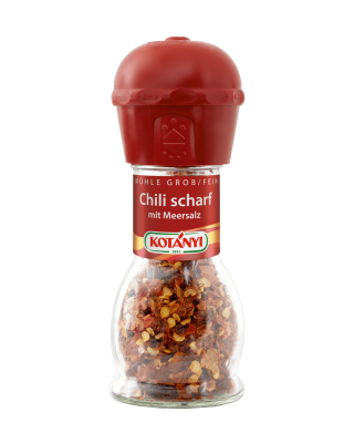 Kotányi Chili Scharf mit Meersalz in der Mühle