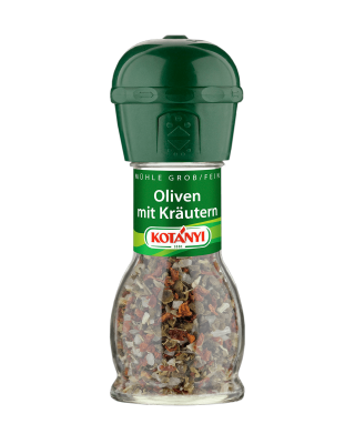 Kotányi Oliven mit Kräutern in der Mühle