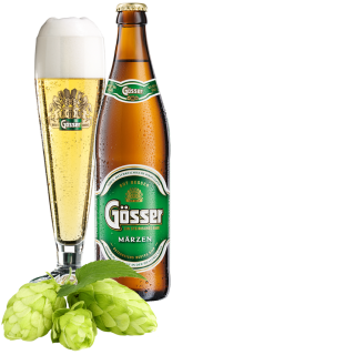 Gösser Märzen Bier mit Hopfen