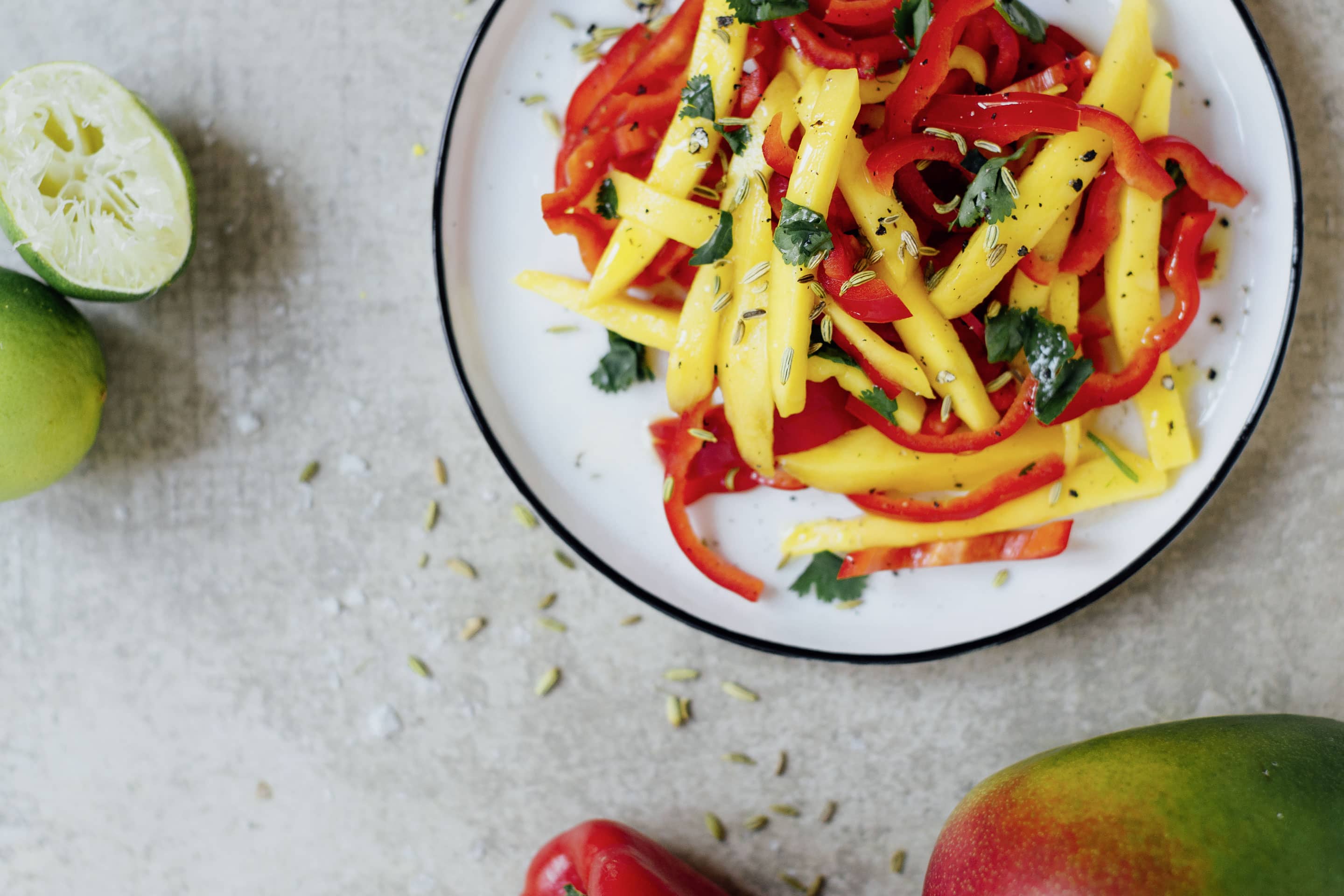 Mango and Red Bell Pepper Salad with Fennel — Recipe | Kotányi