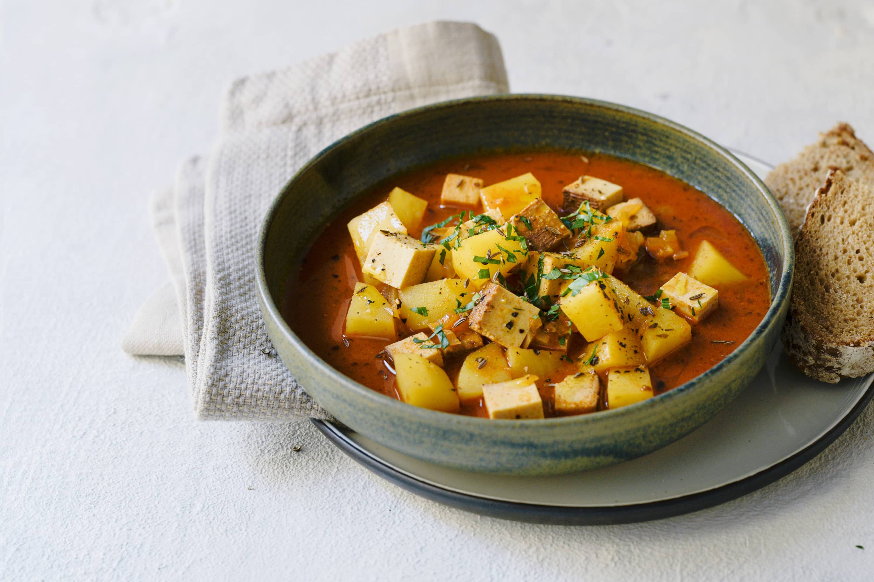 Smoked Tofu Goulash with Marjoram — Recipe | Kotányi