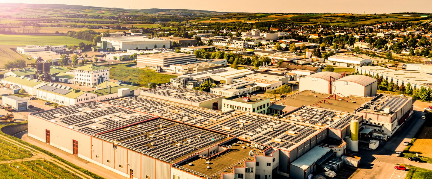 Kotányi's company building in Wolkersdorf photographed from a bird's eye view