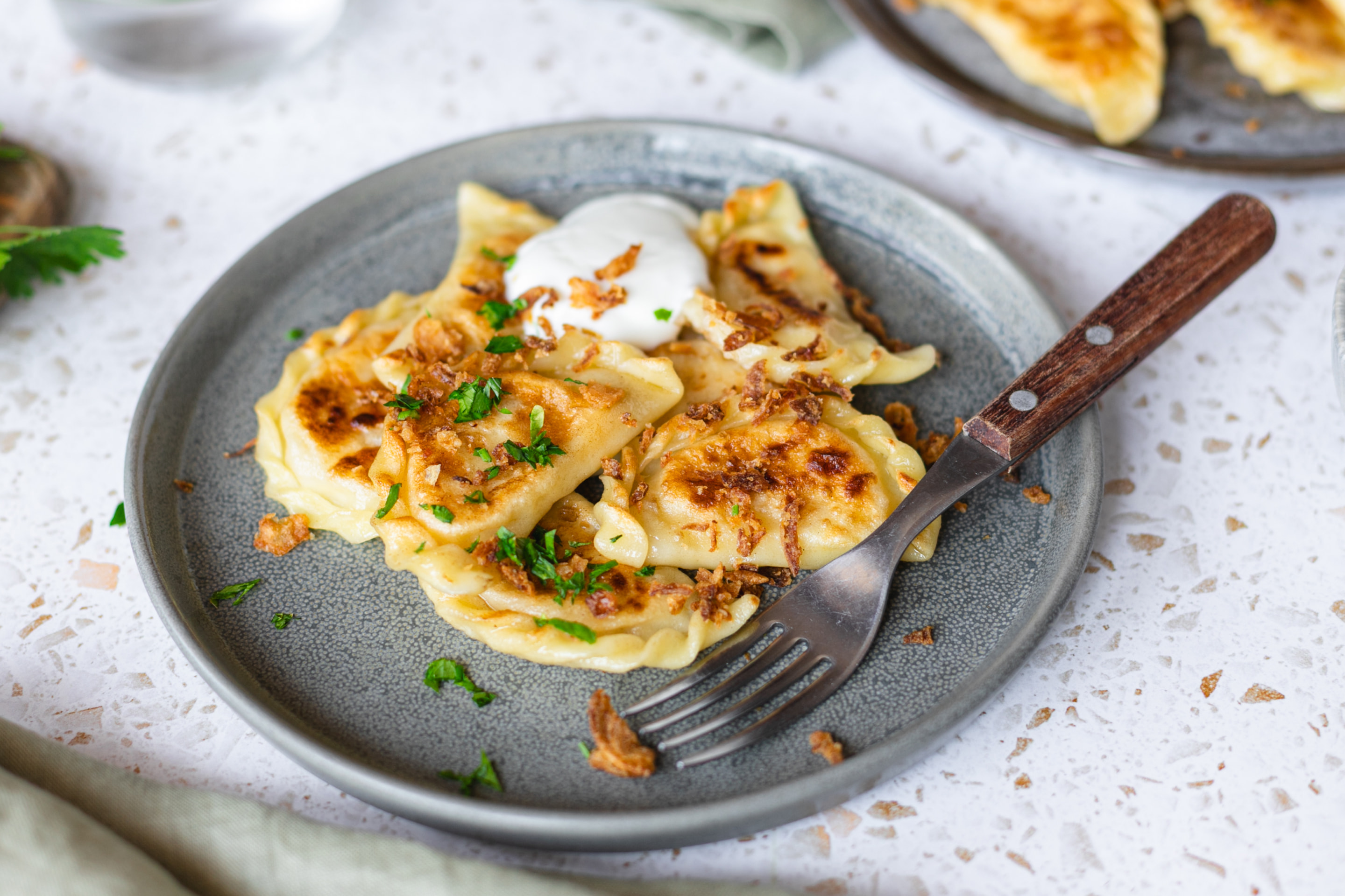 Pierogi with potatoes, cheese and onions.