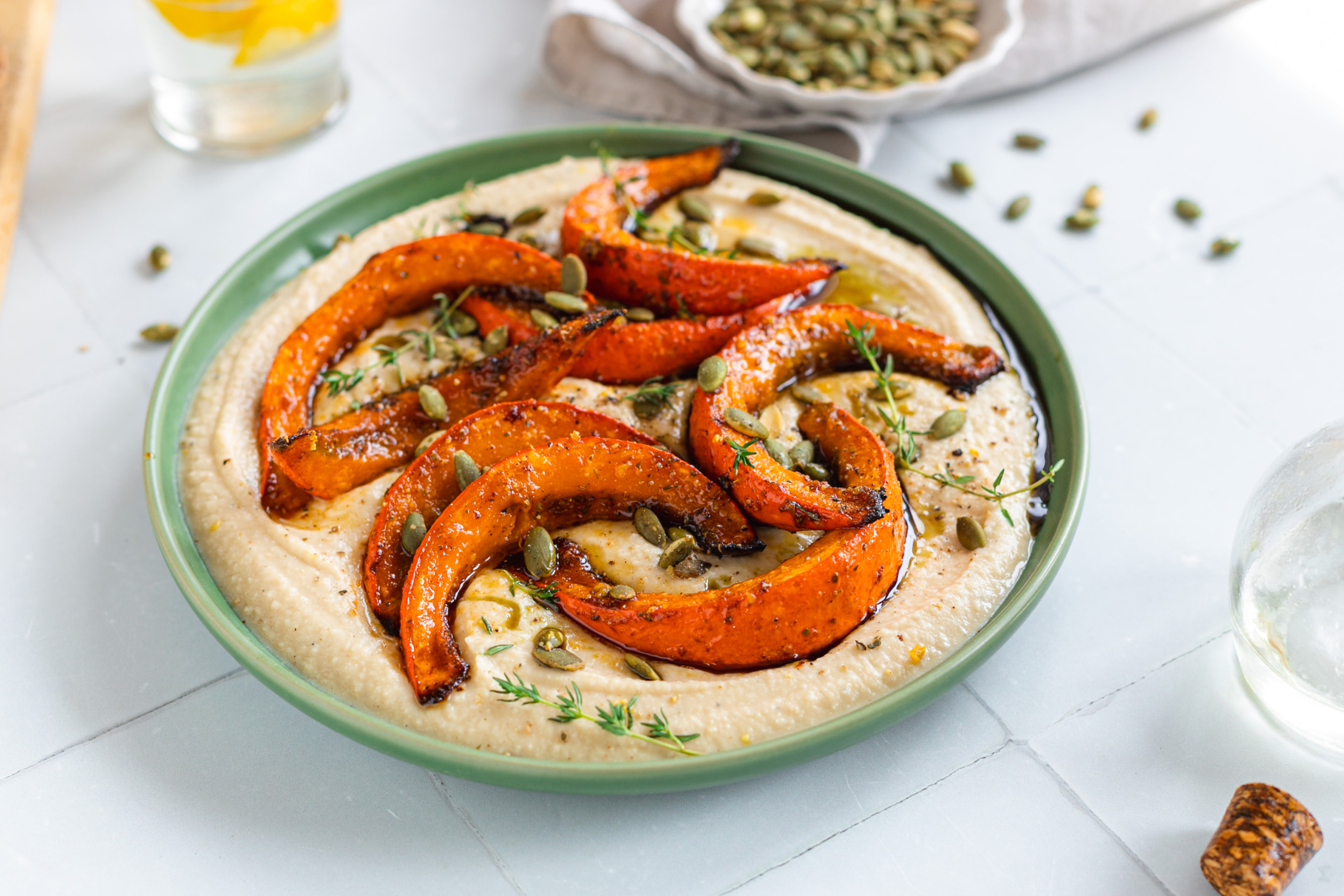 Roasted Pumpkin With Bean Hummus Min