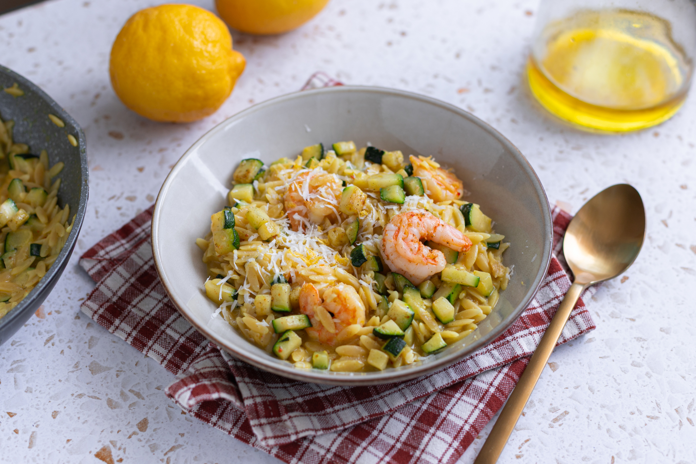 Orzotto With Zucchini Lemon And Shrimp